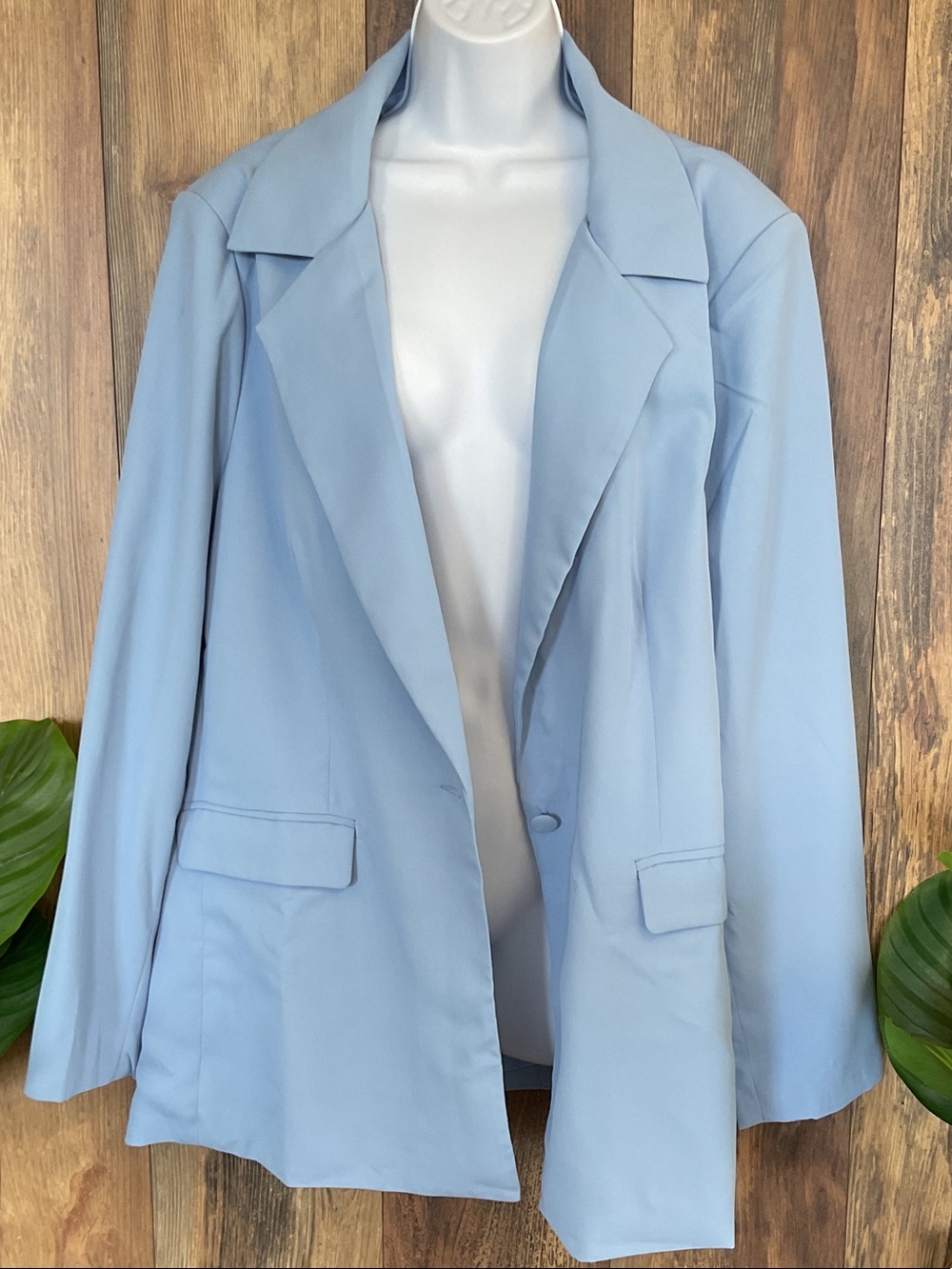 ANDREE BY UNIT Powder Blue Women's Tailored Blazer 1X W485